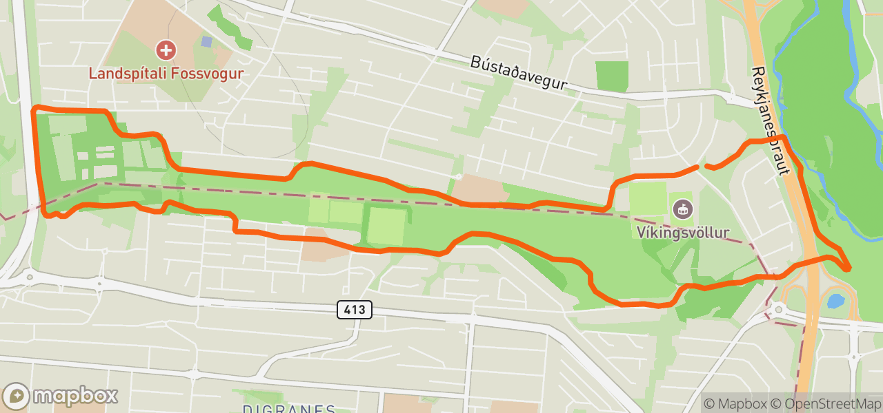 Route map for Evening Run