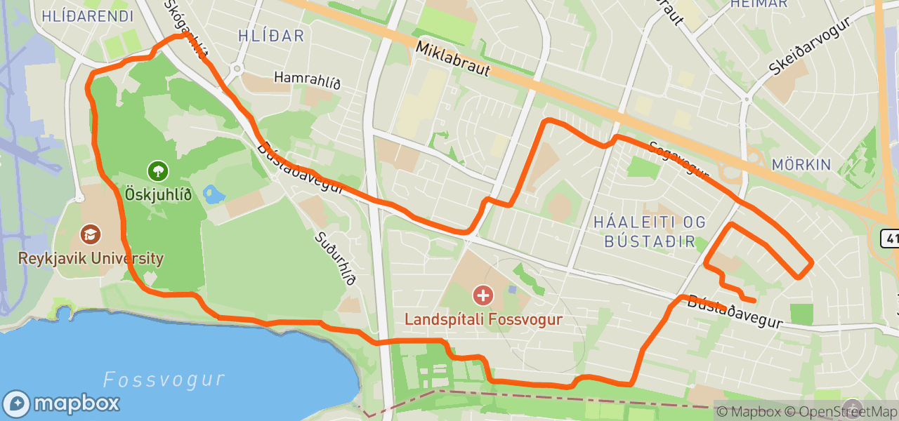 Route map for Evening Run