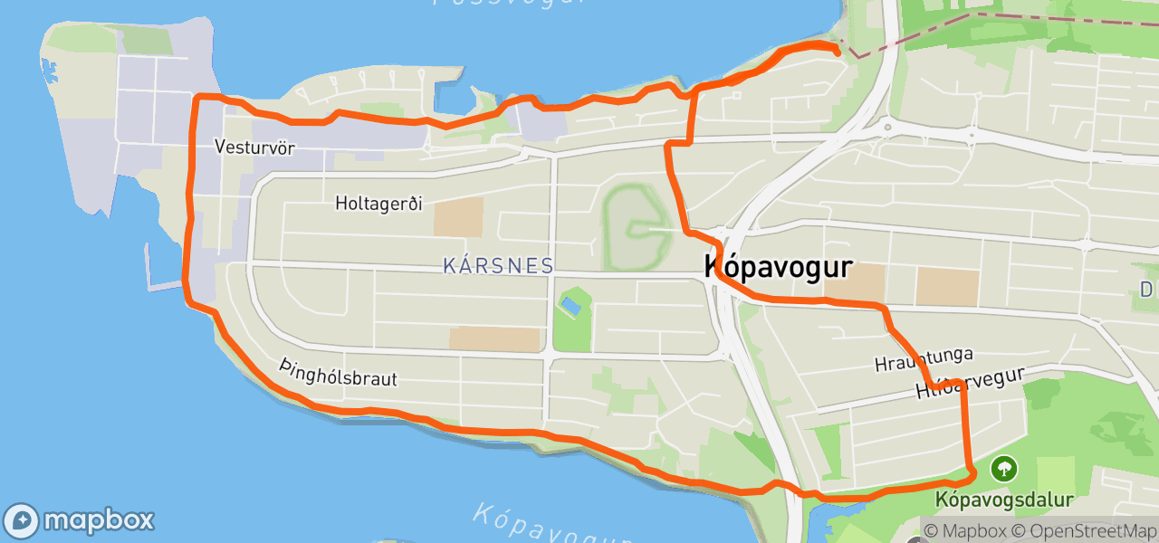 Route map for Evening Run