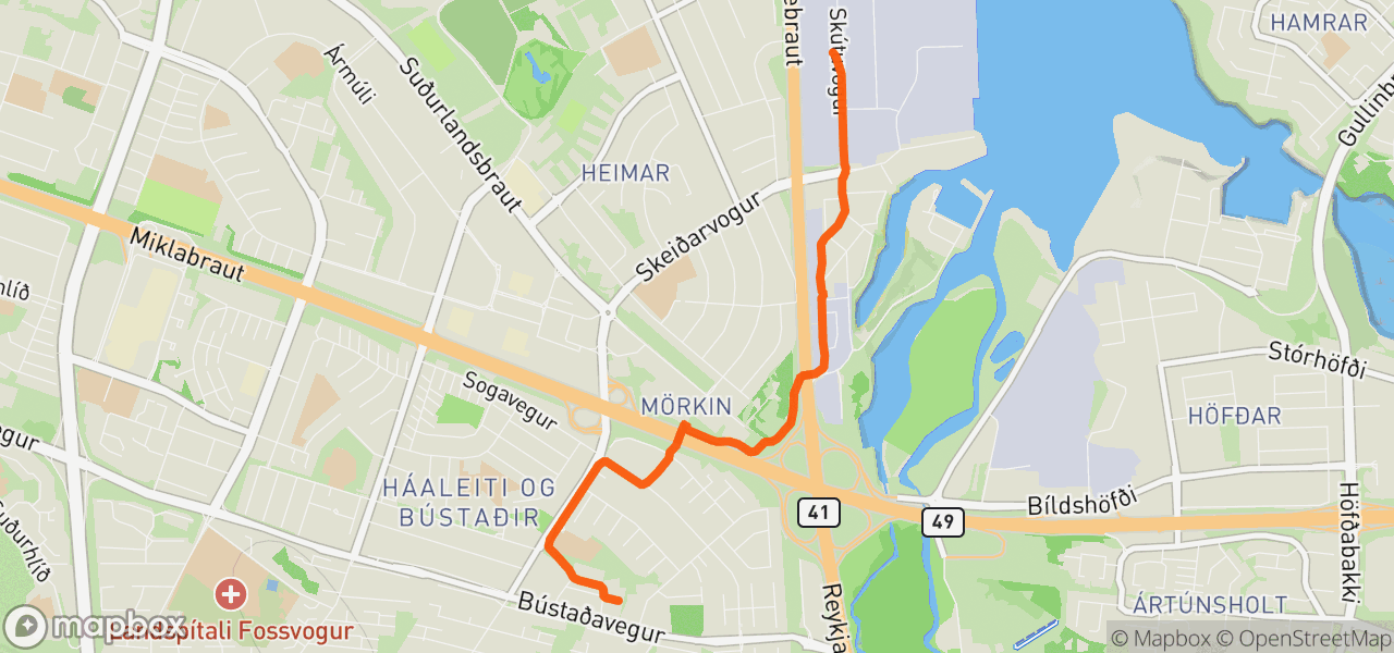 Route map for Afternoon Run