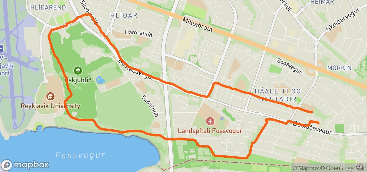 Route map for Afternoon Run