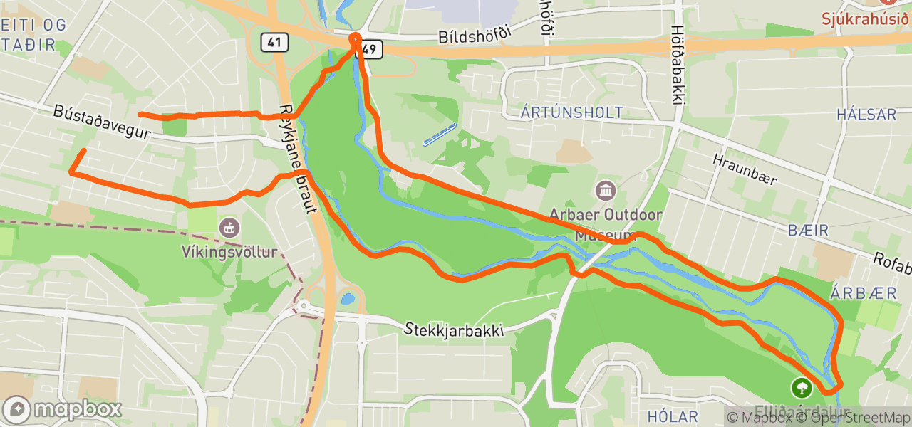 Route map for Evening Run