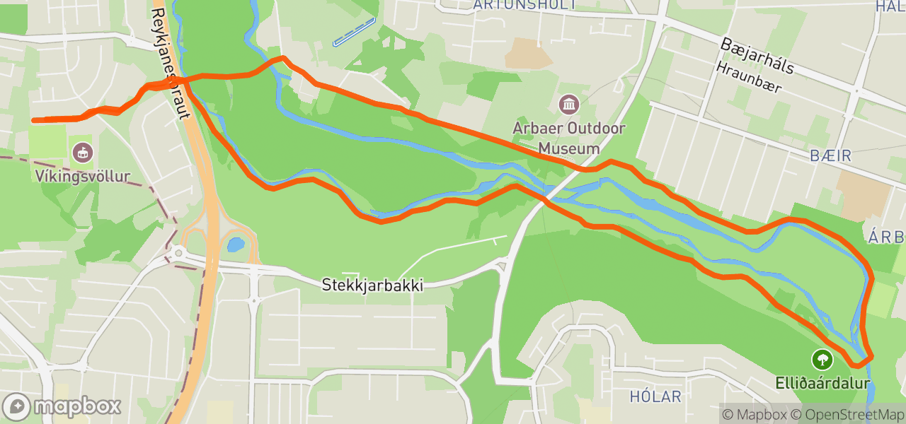 Route map for Evening Run