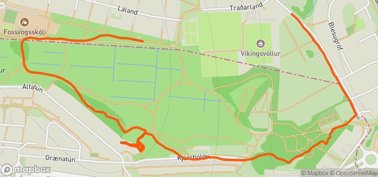 Route map for Evening Run