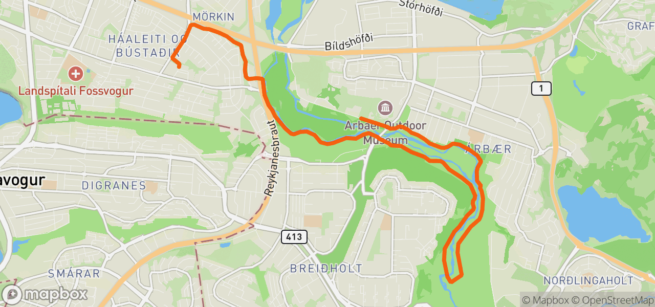 Route map for Afternoon Run