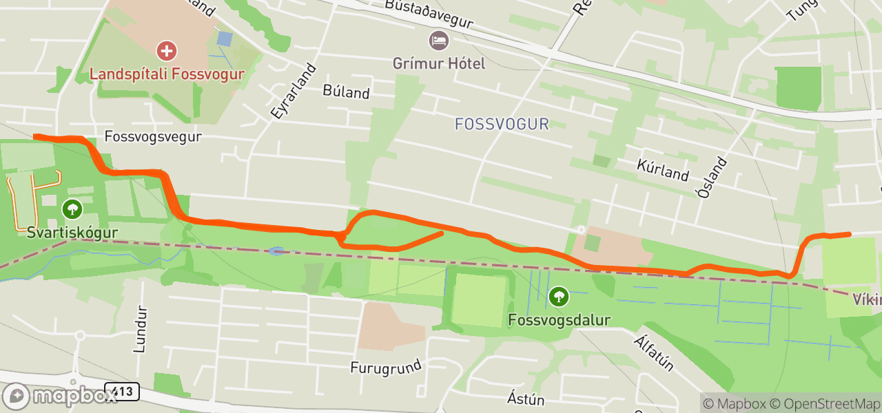 Route map for Evening Run