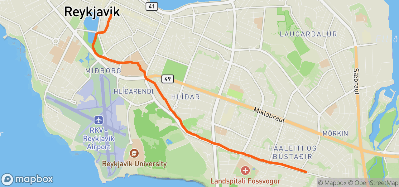 Route map for Afternoon Run