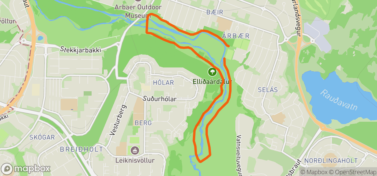 Route map for Evening Run