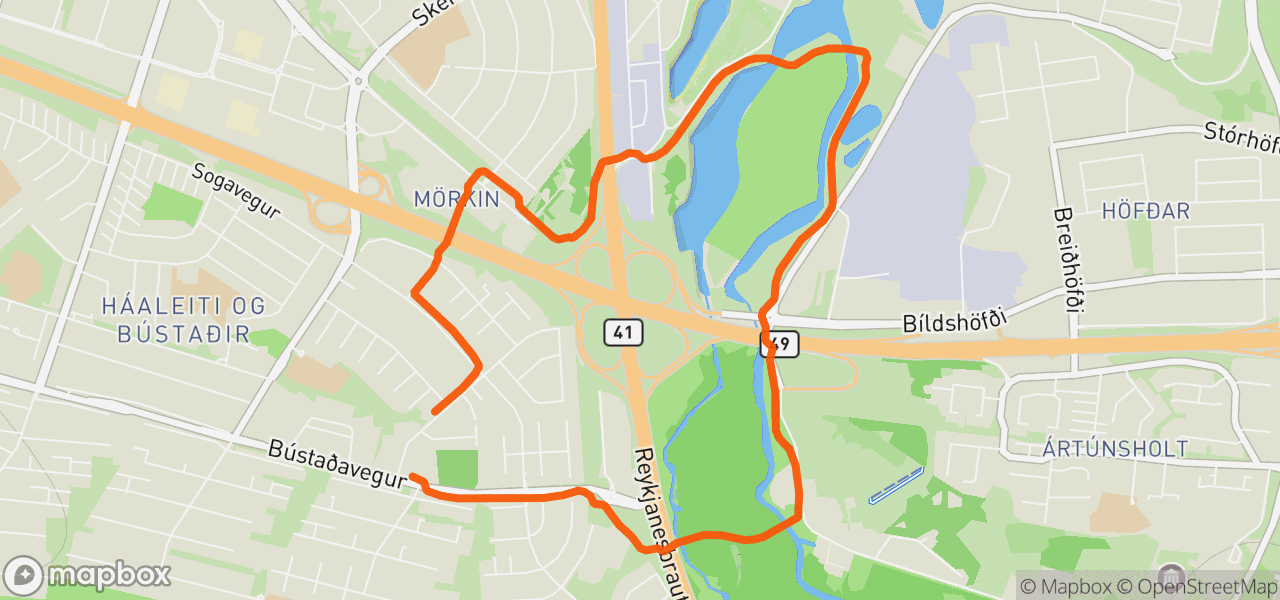 Route map for Evening Run