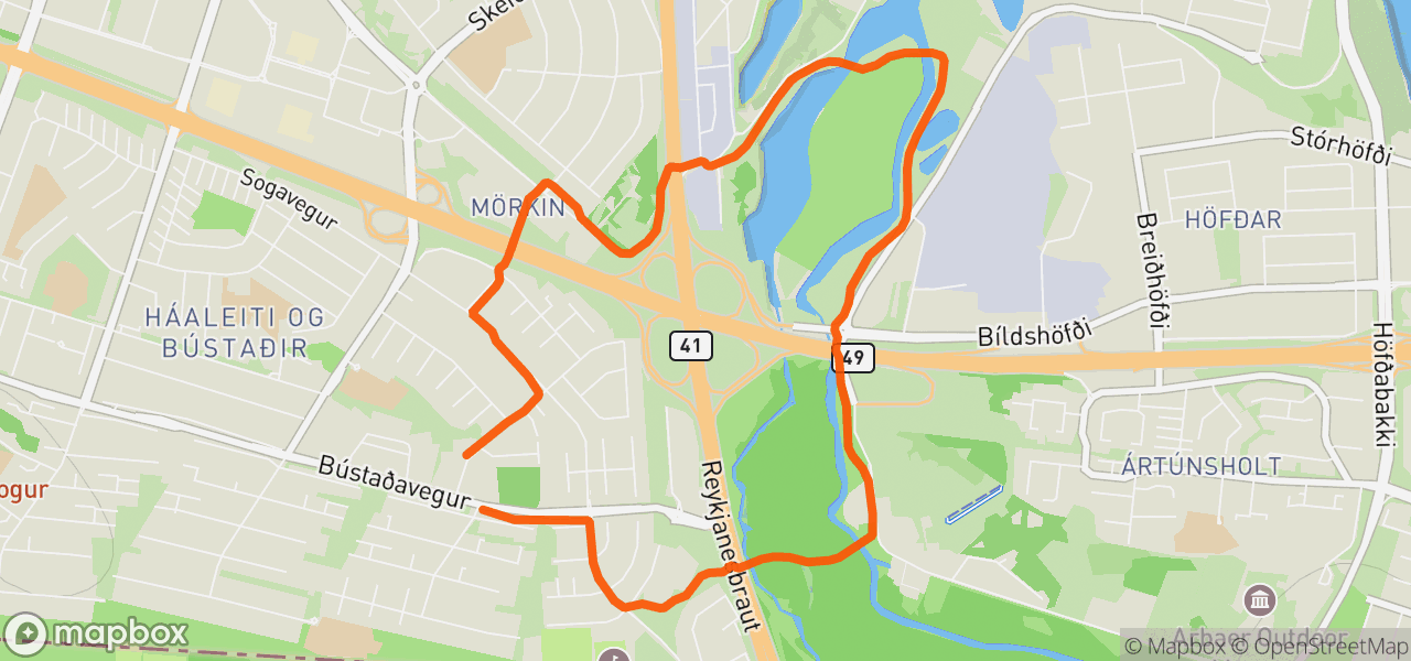 Route map for Afternoon Run