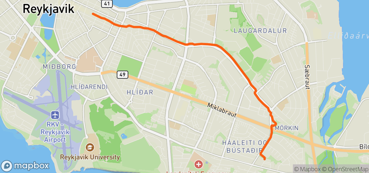Route map for Afternoon Run