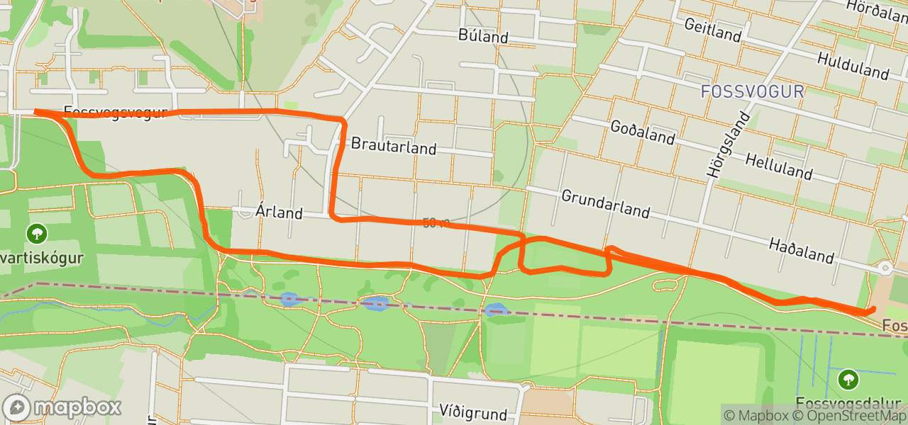 Route map for Evening Run