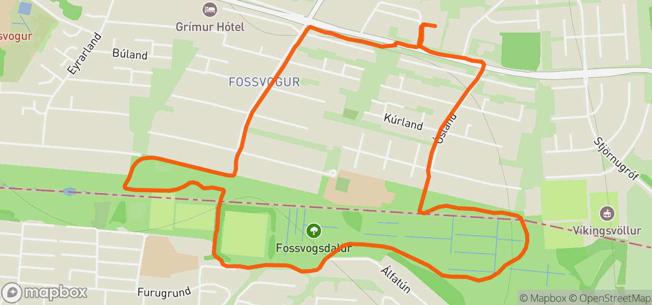 Route map for Evening run