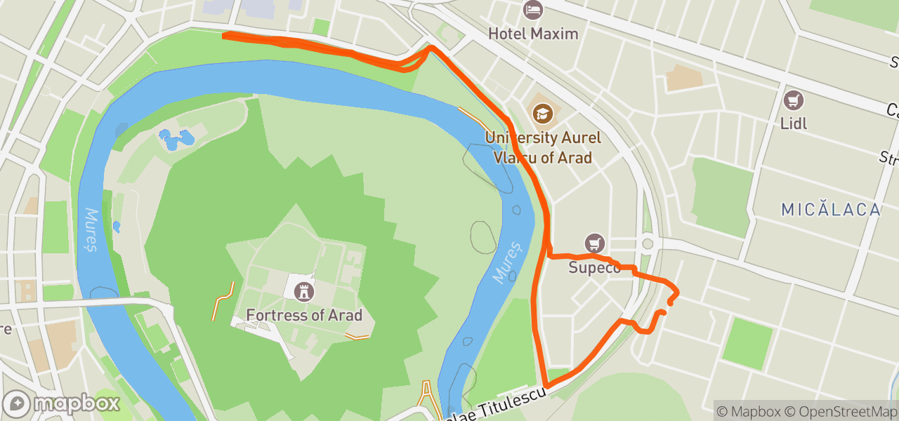 Route map for 5k evening run