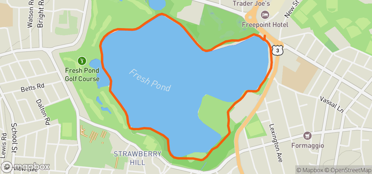 Route map for Boston fresh pond