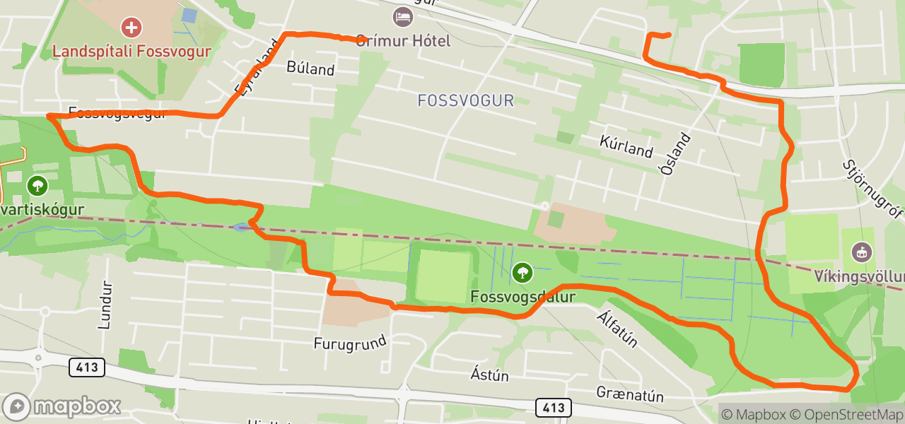 Route map for Afternoon Run