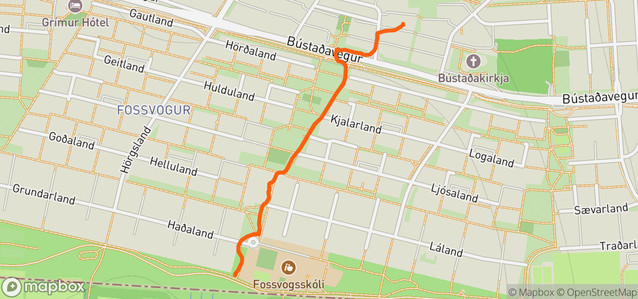Route map for Evening Run