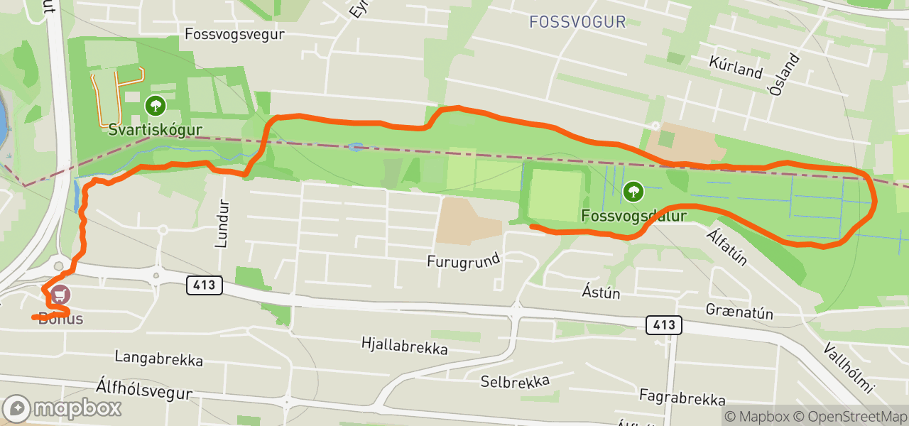 Route map for Evening Run