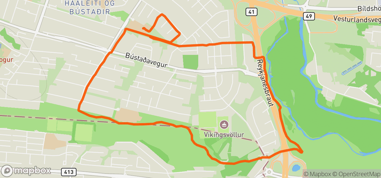 Route map for Evening Run