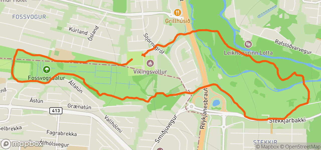 Route map for Evening Run