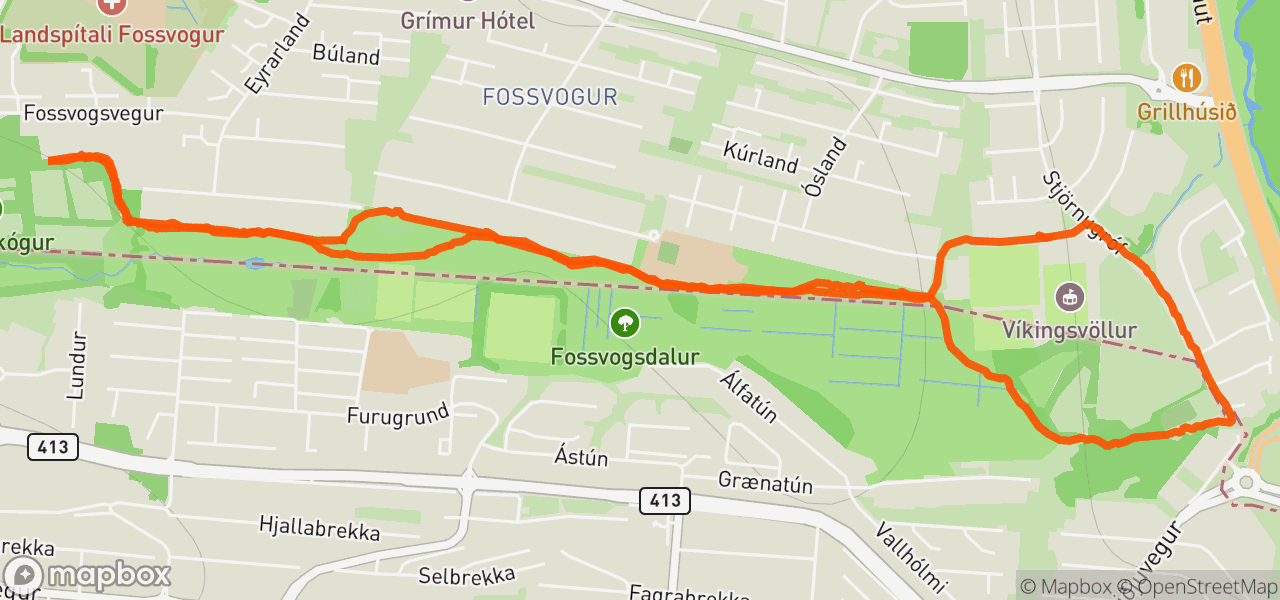 Route map for Fossvogshlaup